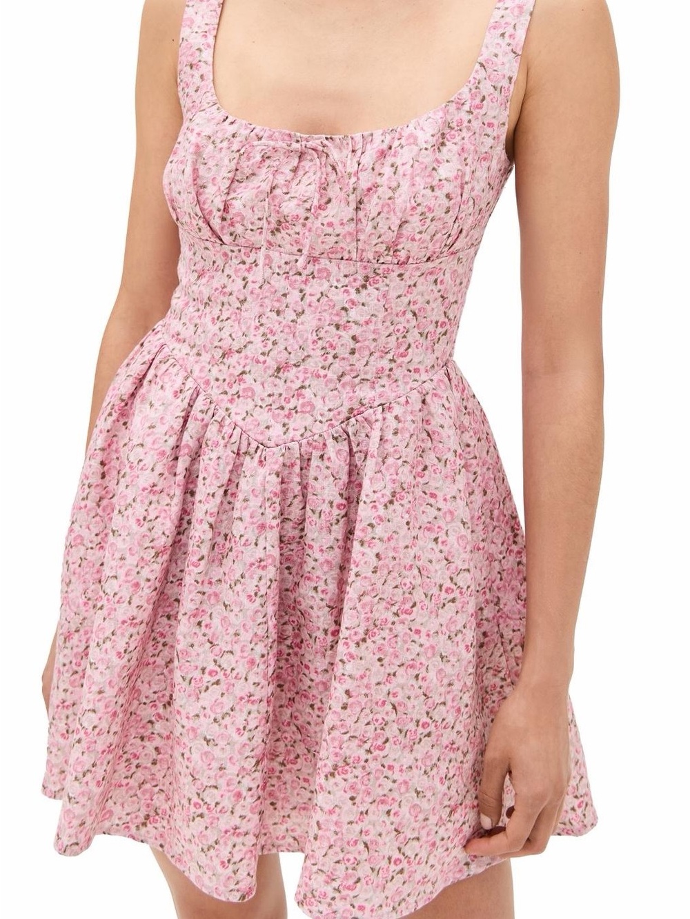 Reformation Daria Linen Basque Mini Dress Rosin Pink Floral
Size: 8